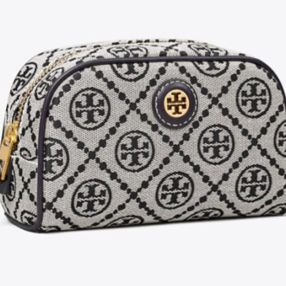 Tory Burch Mini T Monogram Cosmetic Case Navy
